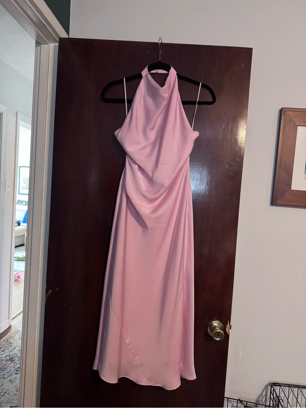 Aritzia Audience Satin Halter Neck Pink Dress